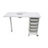 WEELKO - TABLE DE MANUCURE AVEC 5 TIROIRS DE RANGEMENT ET ASPIRATEUR AVEC COUSSIN DOS (ULNAR)