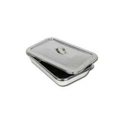 GIMA BANDEJA INOX - CON TAPA - BORDs CURVADOS - 264 X 172 X H 47 MM