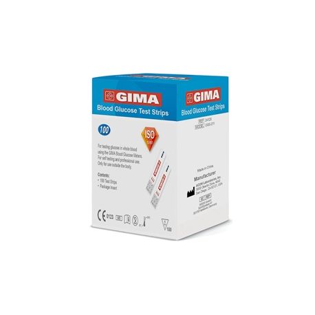 GIMA GLUCOSE STRIPS FOR GIMA GLUCOMETER (100 STRIPS)