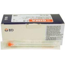 GIMA BD QUINCKE POINT NEEDLES 25G - 0.5x90MM - ORANGE (25 PCS)