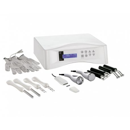 WEELKO MULTIEQUIPMENT 5 IN 1 MET HOGE GELEIDBAARHEIDSGORDEL + GEZICHTSLIFTING + ULTRAZONIDEN + GALVANISCH + ULTRASONE PEELING (F