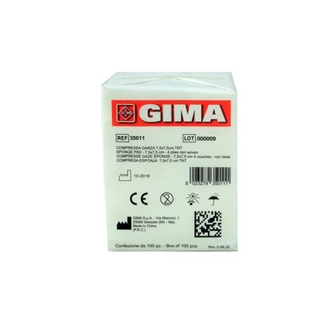 GIMA COMPRESA DE GASA DE TST - 4 CAPAS - 7,5 X 7,5 CM (10X100 UDS)