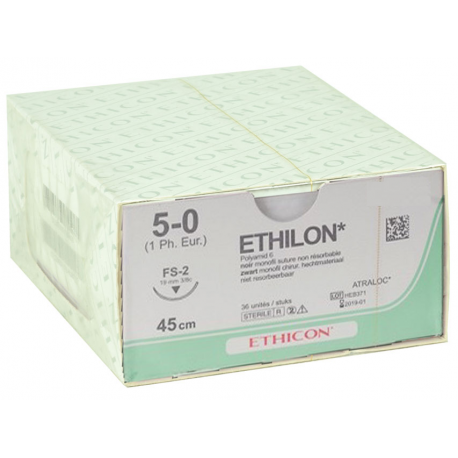 GIMA ETHICON ETHILON - CALIBRE 6/0 AGUJA 16 MM (36 UDS.)