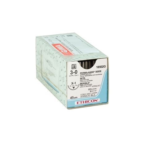 GIMA ETIKON PERMA-HAND SILK - AGUJA CALIBRE 3/0 22 MM-DIFERENTS MEDIDAS (12 UDS)