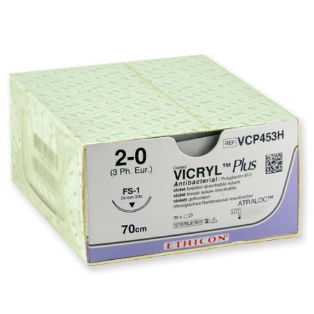 GIMA ABSORBIBLES ETHICON VICRYL PLUS-CALIBRE 2/0 -TRENZADAS-MEDIDAS DIFERENTS (36 UDS)