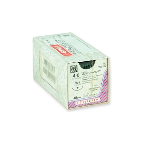 GIMA SUTURAS ABSORBIBLES RÁPIDAS ETHICON VICRYL - AGUJA CALIBRE 4/0 19 MM – TRENZADAS (12 UDS.)