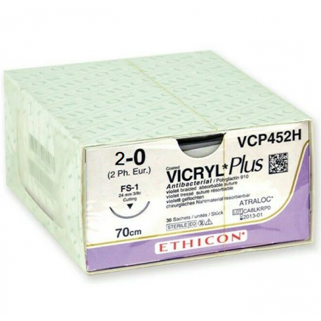 GIMA ETHICON VICRYL ABSORBABLE SUTURES - GAUGE 2/0 NEEDLE 24 MM (36 PCS.)