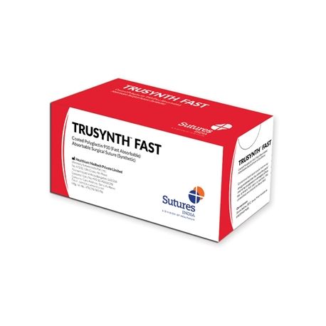 GIMA SUTURAS ABSORBIBLES TRUSYNTH FAST DE POLIGLACTINA 910 AGUJA 3/8 DE 19 MM, USP 3/0 – INCOLORO (12 UDS.)