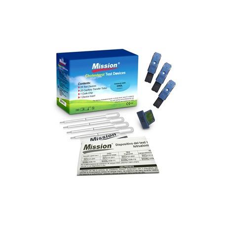 GIMA TOTAL COLESTEROL CONTROL TEST + TUBOS CAPILARES PARA MISSION® (25 UDS)