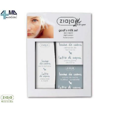 ZIAJA SET CON CREMA DE DÍA - CREMA DE NOCHE Y CREMA DE MANOS - AL LECHE DE CABRA