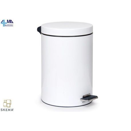 MORETTI CUBO DE BASURA CON PEDAL EN ACERO BARNIZADO BLANCO - 14 LITROS