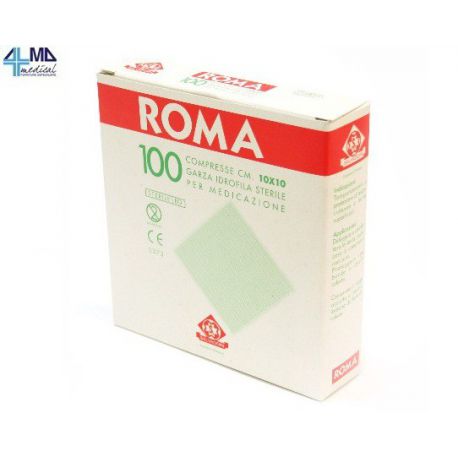 SALVADORI COMPRESAS DE GASA DE ALGODÓN ESTÉRILES ROMA - 10 X 10 CM - (100 UDS.)