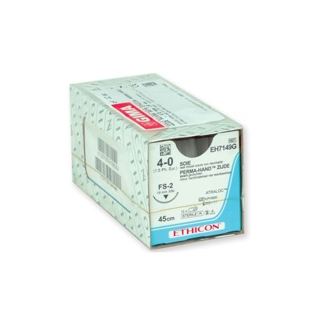 SUTURA SEDA ETHICON PERMA-HAND - 4/0 AGUJA 17 MM