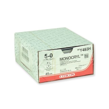MONOCRYL SUTURA ABSORBIBLE  ETHICON MONOCRYL - 5/0 AGUJA 19 MM (36 UDS)