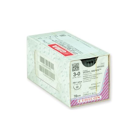 SUTURA ABSORBIBLE ETHICON VICRYL RAPID - 3/0 AGUJA 17 MM