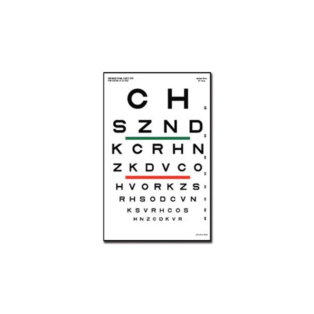 TABLA OPTOMETRICA SLOAN SLOAN - 23 X 35.5 CM / 6 M