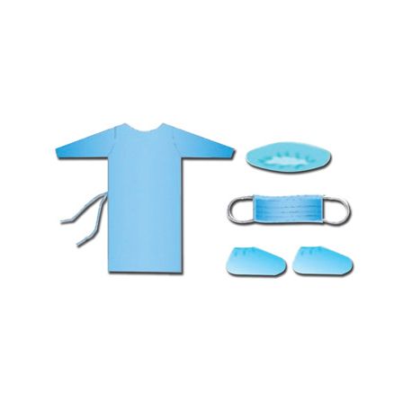 GIMA KIT ROPA VISITANTS (BATA + GORROUP + MASCARILLA + CUBREZAPATOS) CA 25 UDS