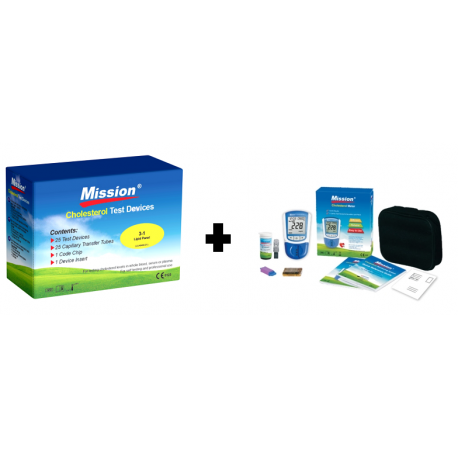 GIMA KIT MEDIDOR OF COLESTEROL MISSION® + 25 LIPED POPULATION 3 IN 1 + BLOOD EXTRACTION PIPET 35 ML