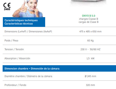 Autoclave Tecno-Gaz ONYX B 5.0